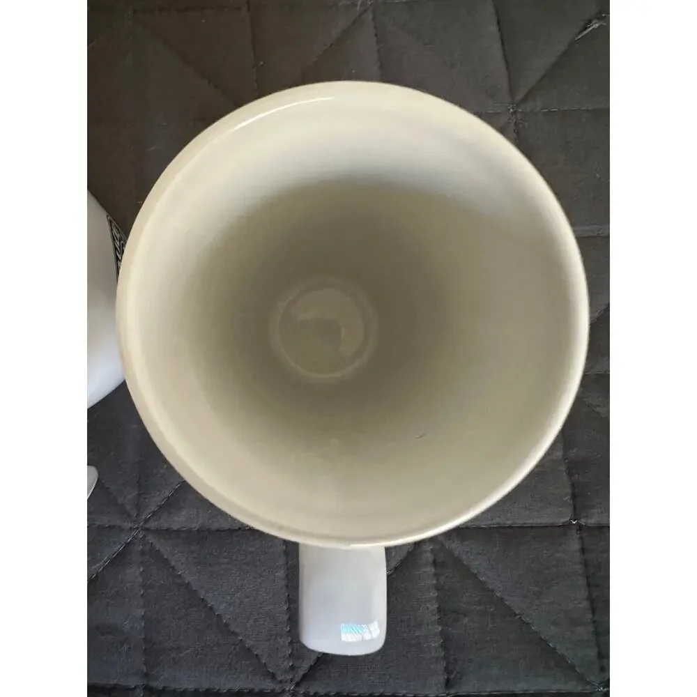 Starbucks Mermaid Logo White Coffee Cups 2007 Open Handle 9oz set of 2